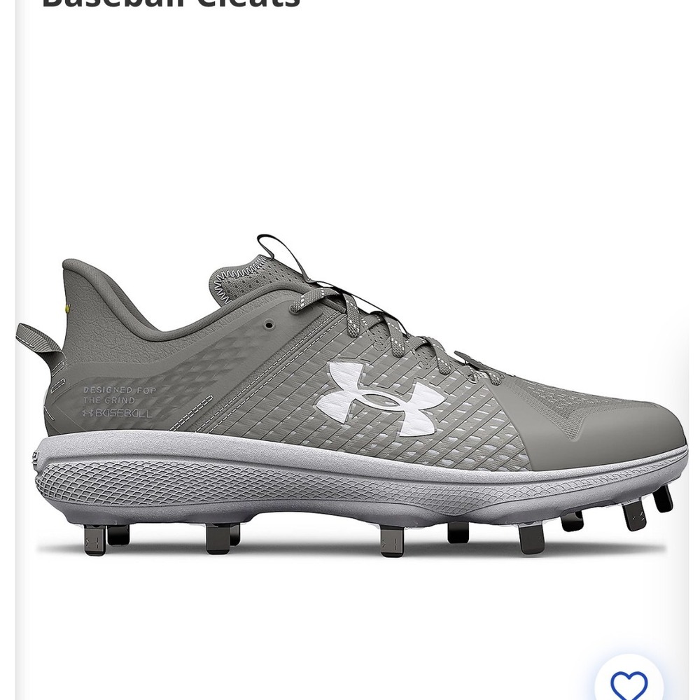 Under Armour Yard MT Low Baseball Cleats Mens 8 Grey White Metal 3025592-101
